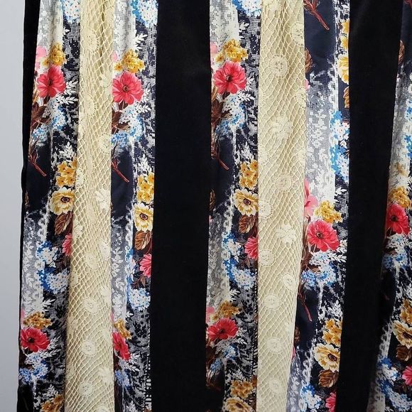 Chessa Davis Vintage 70's Patchwork Velvet/Lace Maxi Peasant Skirt No Size Tag - Picture 3 of 8